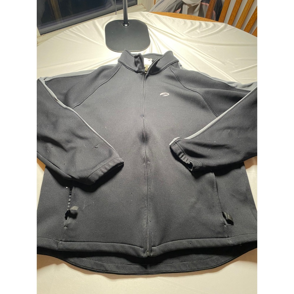 Brooks Mens XL Full Zip Running Jacket Black Grey Textured Performance Track Top